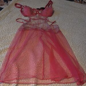 Victoria's Secret Pink Sheer Lace Chemise